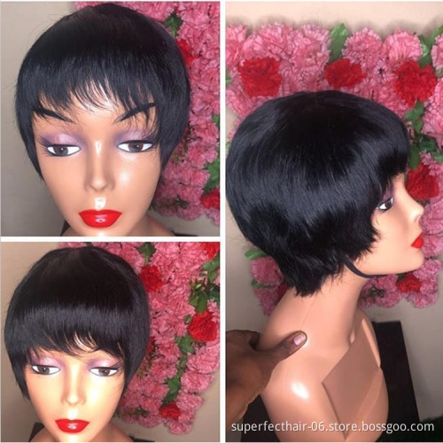 Hot Selling Cheap Brazilian Pixie Cut For Black Women Short Machine Made Wigs Human Hair Cuticle Aligned Hair Fast Shipping